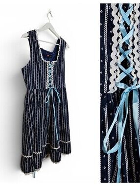 KANCY KOLE Dirndl Dress 2XL Bavarian Oktoberfest Trachten Corset Navy Blue